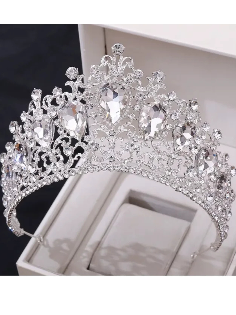 Corona Emperatriz de Cristal Plateada