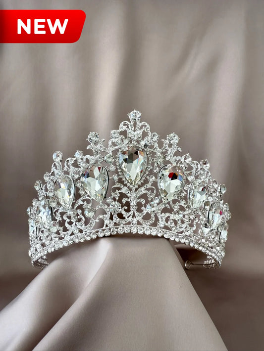 Corona Emperatriz de Cristal Plateada