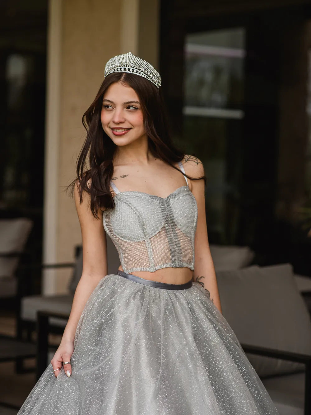 Corona Sol de Reinas – Cristal Plateado