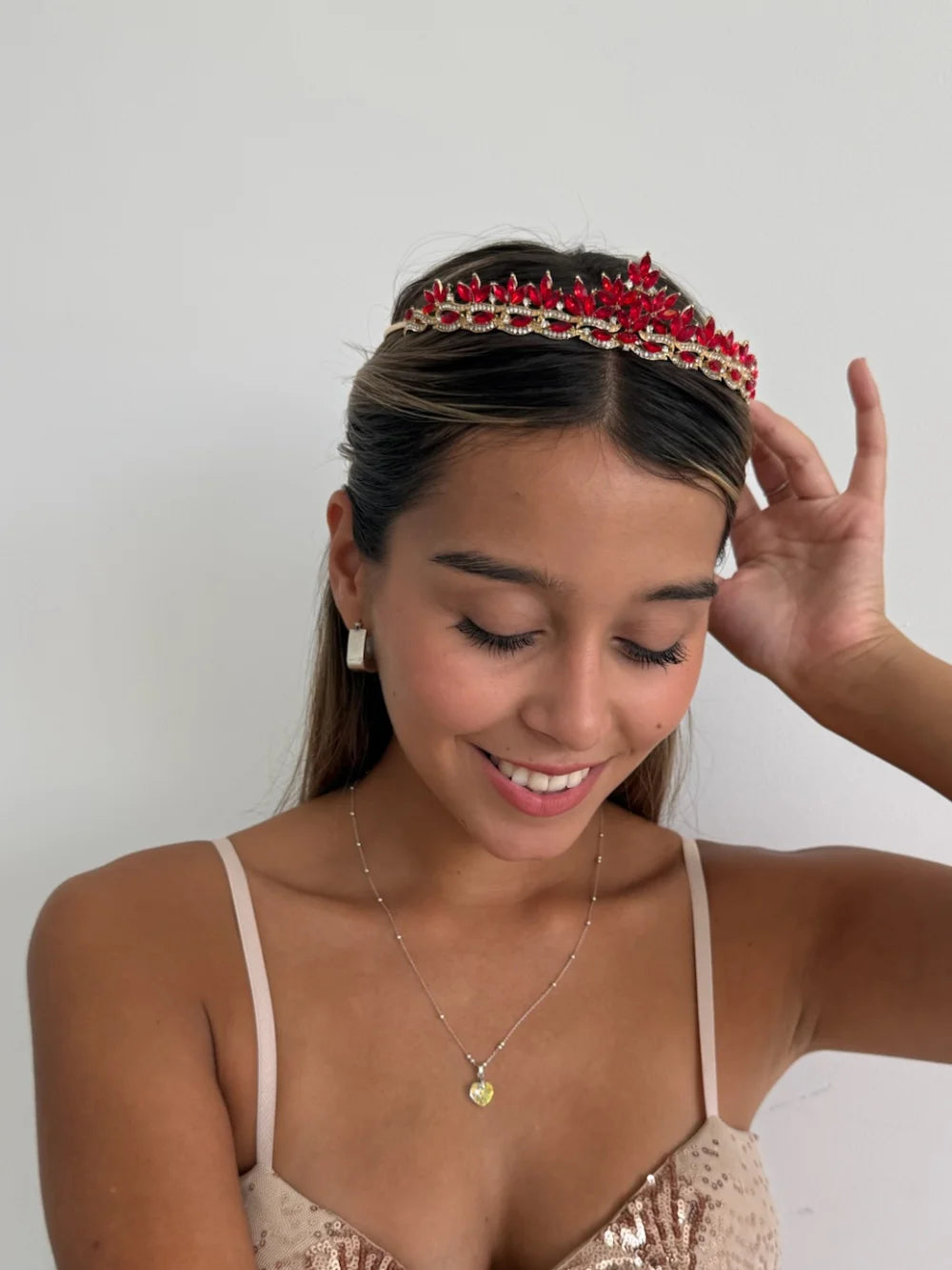 Tiara Cristal de Hielo Rojo Rubí