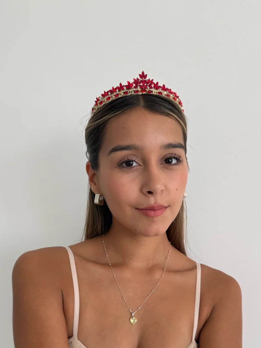 Tiara Cristal de Hielo Rojo Rubí
