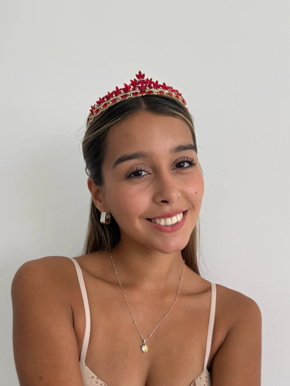 Tiara Cristal de Hielo Rojo Rubí