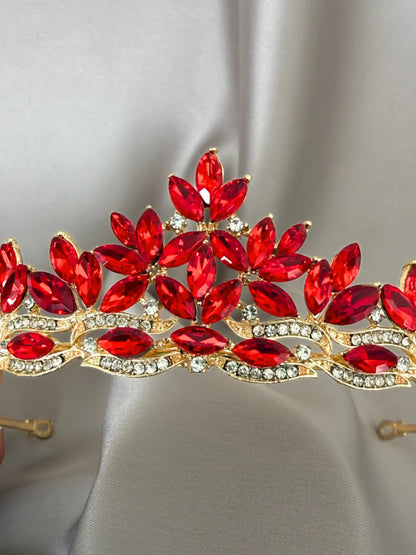 Tiara Cristal de Hielo Rojo Rubí