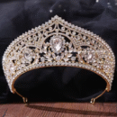 Corona de novia dorada con cristales para novia o 15 años estilo imperial