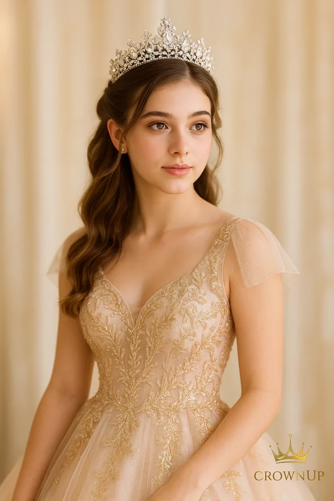 joven con tiara de 15 años